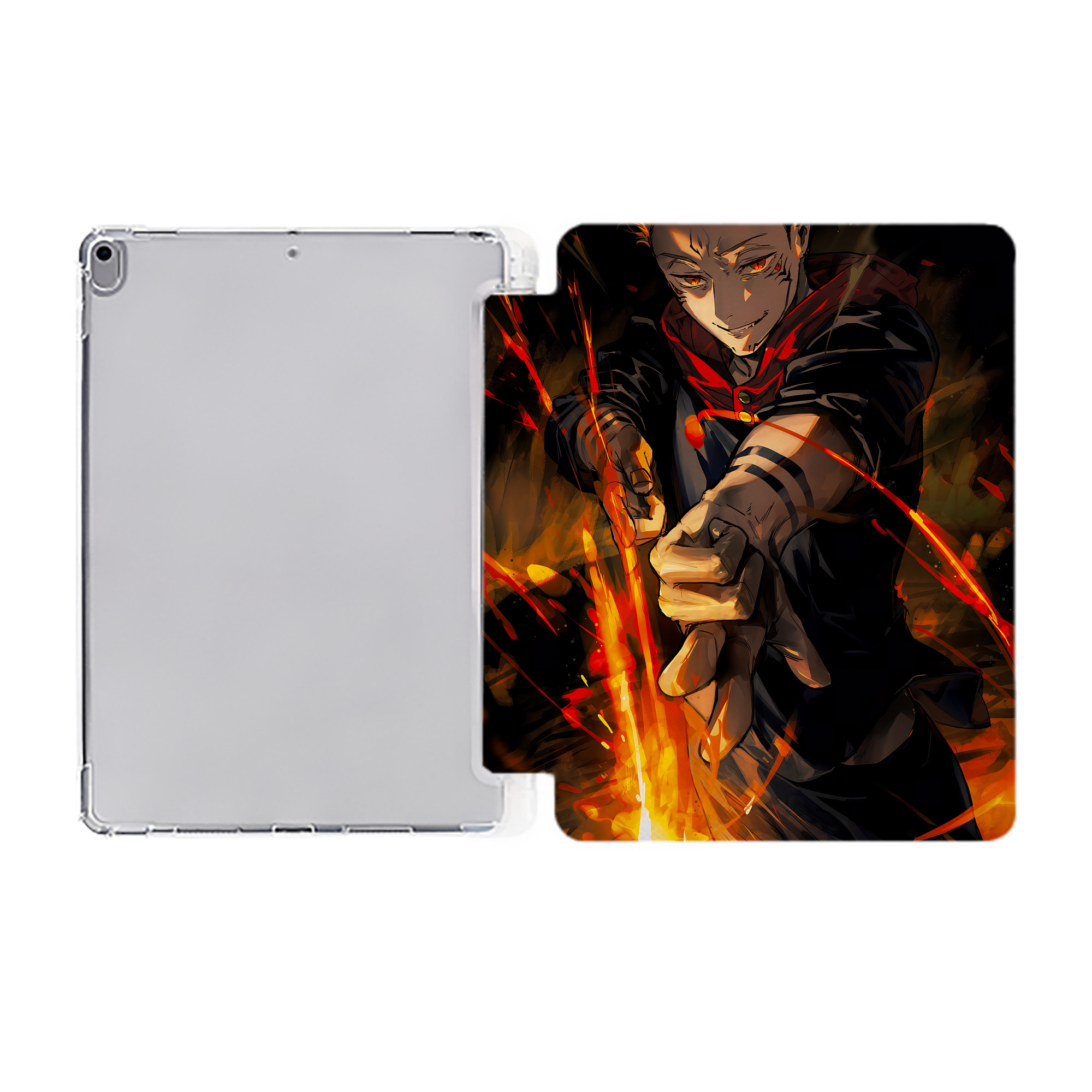 （画像用） 呪術廻戦 Jujutsu Kaisen IPad ケース ペン収納付き 三つ折りスタンド PUレザー×シリコン 対応機種9.5/10.5/10.9インチ